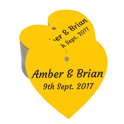 100 PCS Personalized Wedding Favor Gift Hang Tags Custom Name Heart Shape Paper Tags