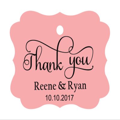 100 PCS Thank You Custom Made Hang Tags Personalized Wedding Favor Gift Paper Tags
