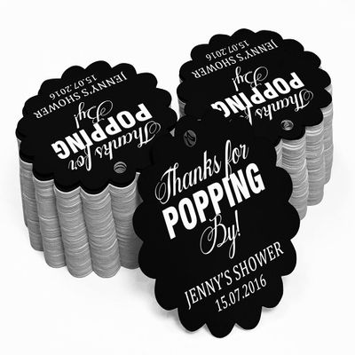 100 PCS Personalized Baby Shower Favors Tags Custom Quote Thank You for Popping Hang Tags