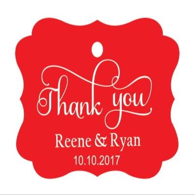 100 PCS Thank You Custom Made Hang Tags Personalized Wedding Favor Gift Paper Tags