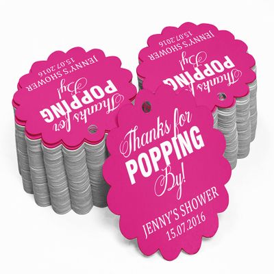 100 PCS Personalized Baby Shower Favors Tags Custom Quote Thank You for Popping Hang Tags