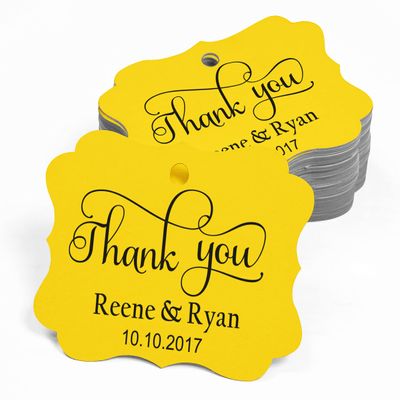 100 PCS Thank You Custom Made Hang Tags Personalized Wedding Favor Gift Paper Tags