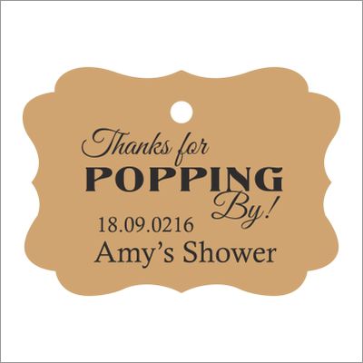 100 PCS Personalized Baby Shower Favors Tags Custom Quote Thank You for Popping Hang Tags