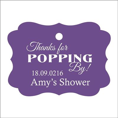100 PCS Personalized Baby Shower Favors Tags Custom Quote Thank You for Popping Hang Tags