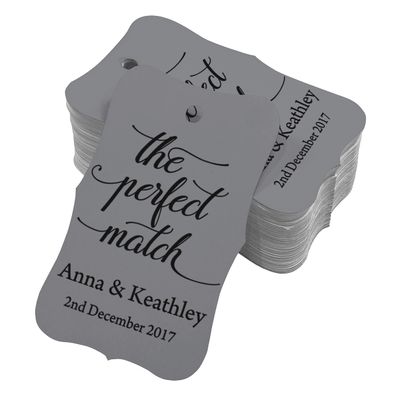 100 PCS The Perfect Match Personalized Wedding Favor Gift Paper Tags Custom Made Hang Tags