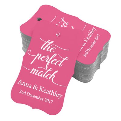 100 PCS The Perfect Match Personalized Wedding Favor Gift Paper Tags Custom Made Hang Tags