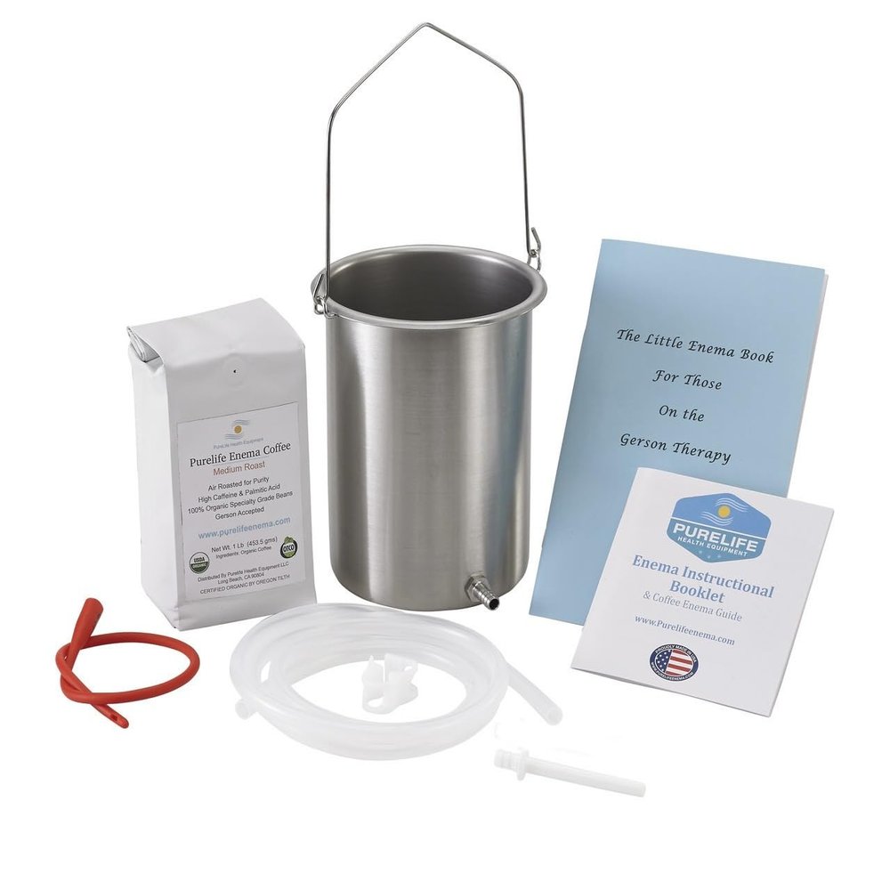 Purelife Coffee Enema Kit - USA Made - 1 Lb Superior Liver Detox Coffee - Third Party Lab Tested - Organic - Gerson Approved