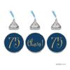 Andaz Press Gold Glitter Print Chocolate Drop Labels Stickers, Cheers 75, Happy 75th Birthday, Anniversary, Reunion, Navy Blue, 216-Pack, Not Real Glitter, for Kisses Party Favors view 1