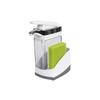 Casabella Sink Sider Solo Soap Pump and Sponge Caddy for Kitchen Sinks, Kitchen Sink Organizer Sponge Caddy and Soap Pump Combo, White/Chrome view 1
