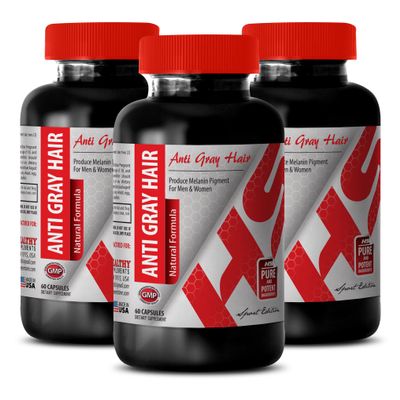 Healthy Supplements LLC Folic Acid with b12 - Anti Gray Hair Natural Formula - Skin and Nails Support (3 Bottles)
