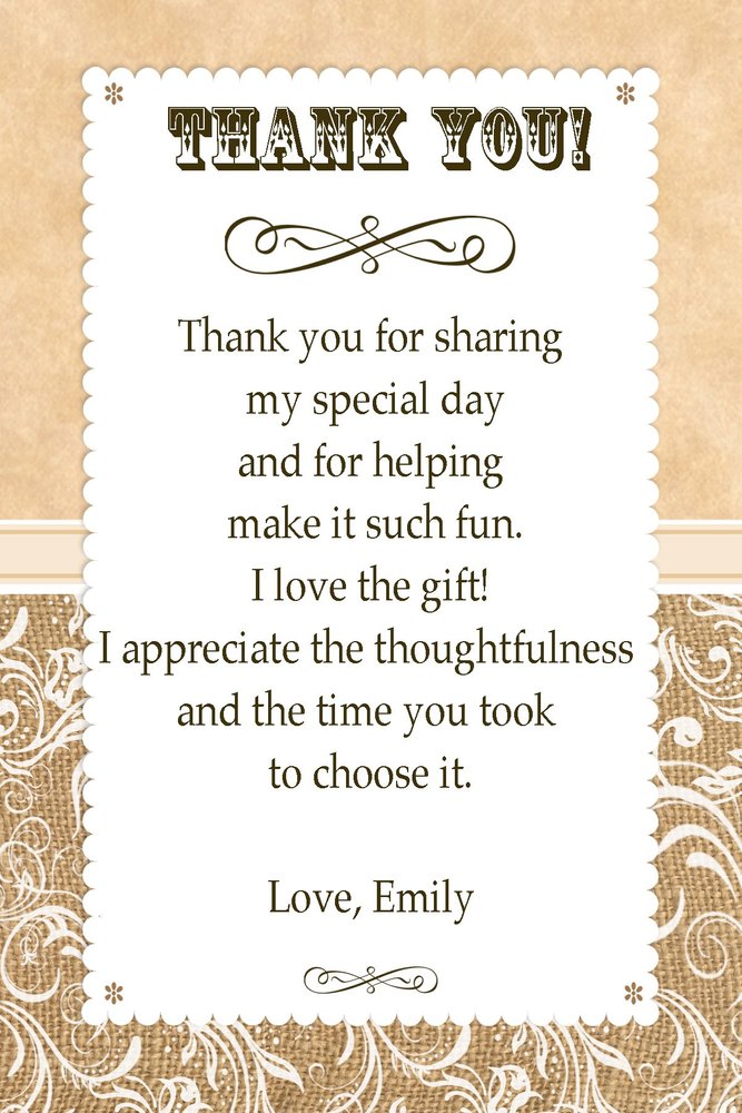 30 Personalized Thank You Cards Rustic Country Style Brown Burlap Vintage Design Birthday Party Baby Shower Bridal Event + 30 White Envelopes