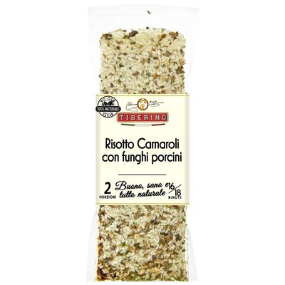 Tiberino's Real Italian Meals - Risotto with Porcini Mushroom, 7 oz, Imported from Italy, 100% Natural, No GMO's, Additives or Preservatives, Sun-Dried Ingredients, 1 Pan Cooking, No Straining Needed