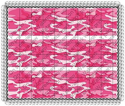 Pink Camo - Cake Side Strip - Edible Cake/Cupcake Party Topper - D528