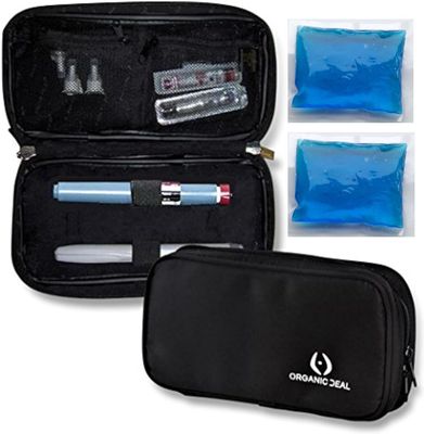 Organic Deal Insulin Cooler for Travel TSA-Approved Medicine Bag with 2 Ice Packs Roomy Diabetic Case Designed for Multiple Pens & Supplies (Pens & Vials Not Included)