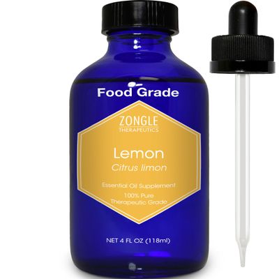 Lemon Essential Oil, Food Grade, for Cooking, Baking  100% Pure, Lemon Oil, by Zongle Therapeutics, 4 OZ