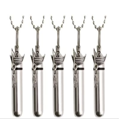 Family Set of Five Silver Fisherman in Boat Cremation URN with Engraved Hearts - Includes 5 Velvet Pouches, 5 Ball-Chain & Fill Kit