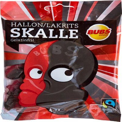 2 Bags x 90g of Bubs Godis Hallon - Lakrits - Skalle - Skallar - Original - Swedish - Raspberry / Licorice Skull - Gelatine Free - Wine Gums - Candy
