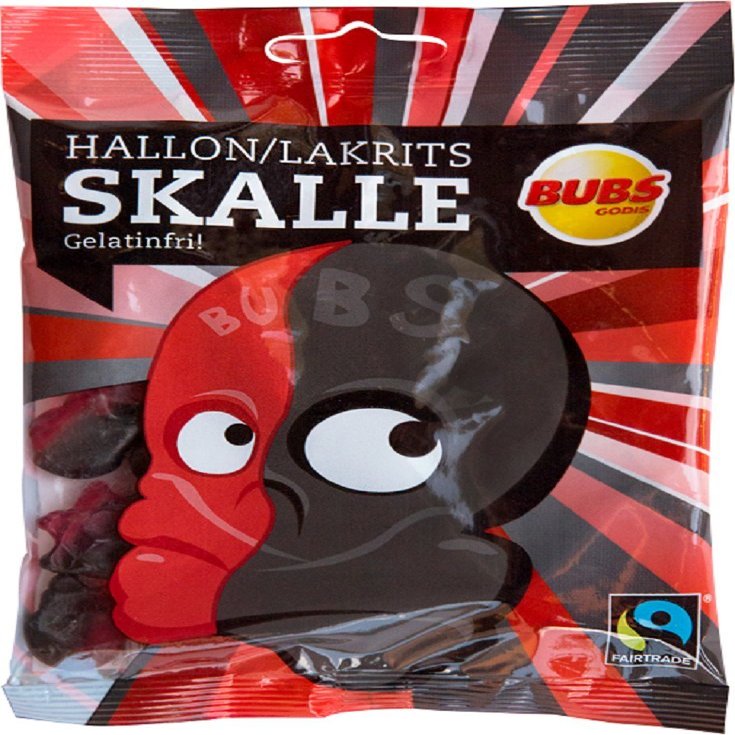 2 Bags x 90g of Bubs Godis Hallon - Lakrits - Skalle - Skallar - Original - Swedish - Raspberry / Licorice Skull - Gelatine Free - Wine Gums - Candy