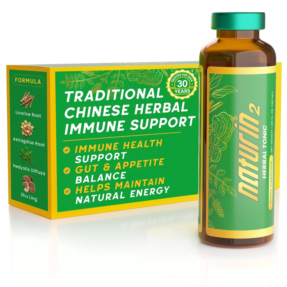 NATURIN2 Traditional Chinese Herbal Tonic for Immune Support, Digestive Balance & Natural Energy | Licorice Root Extract, Astragalus Root, Fo-Ti, Hedyotis Stem, Psyllium Seeds | 6 Vials (8ml)