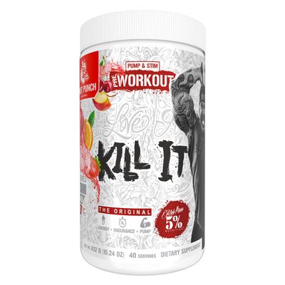 5% Nutrition Rich Piana Kill It Pre Workout Powder w/Creatine, Caffeine, Beta Alanine, Hydroprime Glycerol for Pump, Strength, Endurance | 20/40 Srvgs (40 Servings, Fruit Punch)