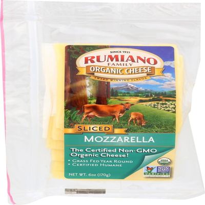 Rumiano Cheese Organic Sliced Mozzarella Cheese, 6 Ounce - 12 per case.