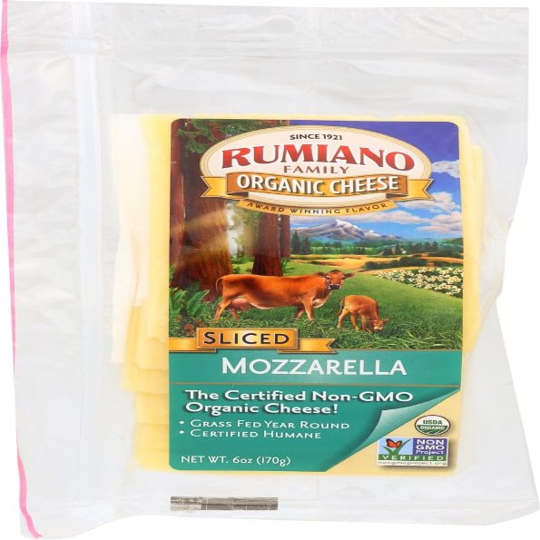 Rumiano Cheese Organic Sliced Mozzarella Cheese, 6 Ounce - 12 per case.