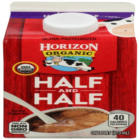 Horizon Organic Ultra Pasteurized Half and Half Milk, 16 Ounce -- 12 per case.