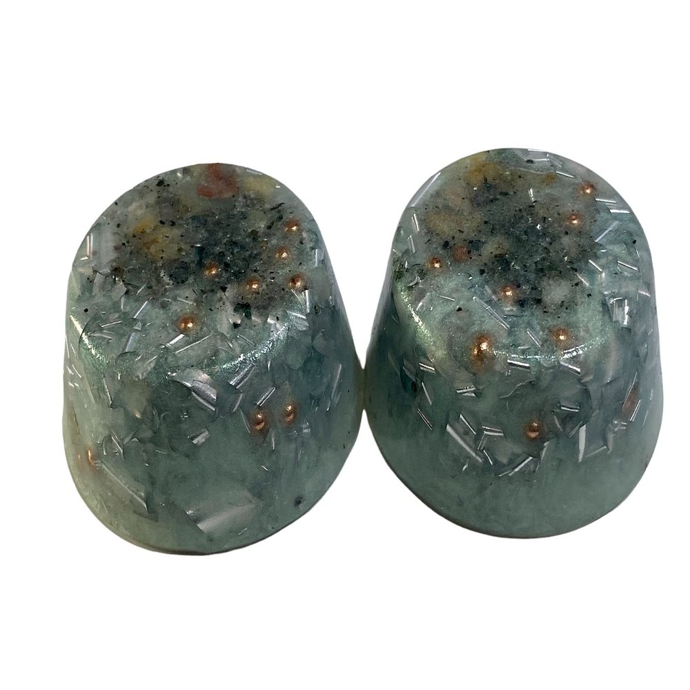2 Pearl Green Small Tower Buster Crystal Orgone Generator Energy Accumulator 528Hz/7.83Hz/Advance Harmonics Many Beautiful Ingredients and Colors!! (Pearl Green)