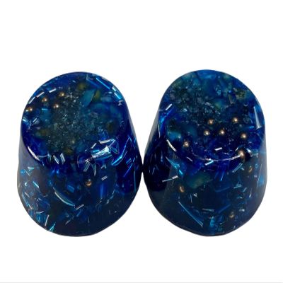 2 Transparent Blue Small Tower Buster Crystal Orgone Generator Energy Accumulator 528Hz/7.83Hz/Advance Harmonics Many Beautiful Ingredients and Colors!! (Transparent Blue)