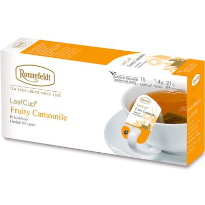 Ronnefeldt LeafCup Fruity Camomile Tea  Loose Leaf Herbal German Chai with Chamomile Flowers & Orange Peel  15 Individually Wrapped Tea Bags