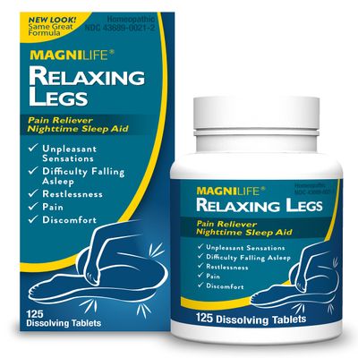 MagniLife Relaxing Legs, Restless Legs, Natural Sleep Aid and Pain Reliever, Calms Jerks, Restlessness, and Discomfort - 125 Quick Dissolve Tablets