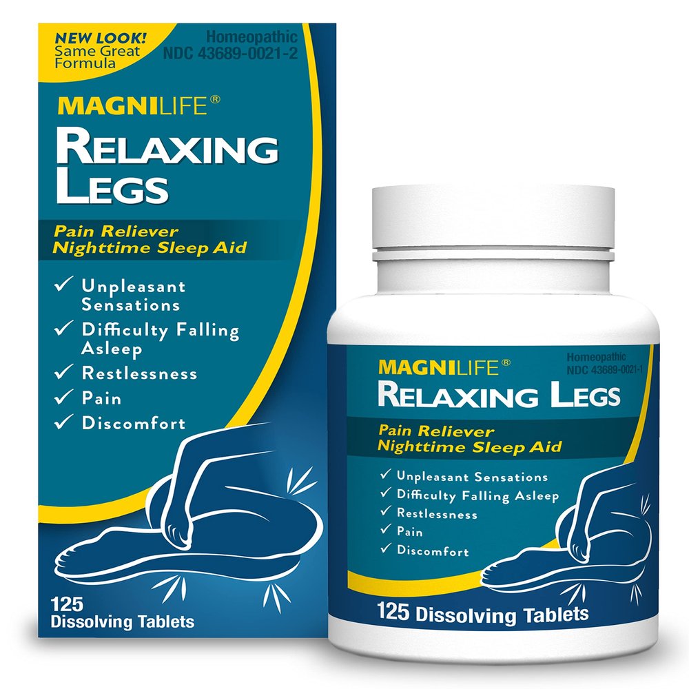 MagniLife Relaxing Legs, Restless Legs, Natural Sleep Aid and Pain Reliever, Calms Jerks, Restlessness, and Discomfort - 125 Quick Dissolve Tablets
