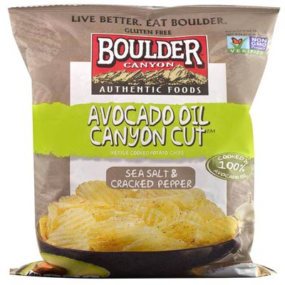 Boulder Canyon Authentic Foods Avocado Oil Canyon Cut Kettle Cooked Potato Chips Sea Salt & Cracked Pepper -- 5.25 oz (Pack of 2)
