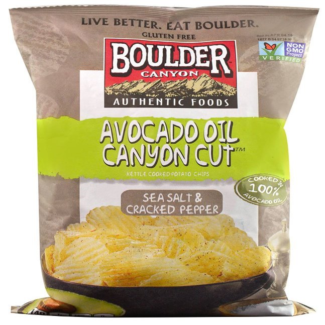 Boulder Canyon Authentic Foods Avocado Oil Canyon Cut Kettle Cooked Potato Chips Sea Salt & Cracked Pepper -- 5.25 oz (Pack of 2)