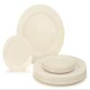 OCCASIONS 50 Ivory Plastic Plates for Wedding & Party, Heavyweight Fancy Disposable - 25 x 10.5" Dinner + 25 x 6.25" Dessert (25 Guests, Plain Ivory) view 1
