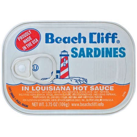 1 Can of Beach Cliff Sardines in Louisiana Hot Sauce 3.75oz