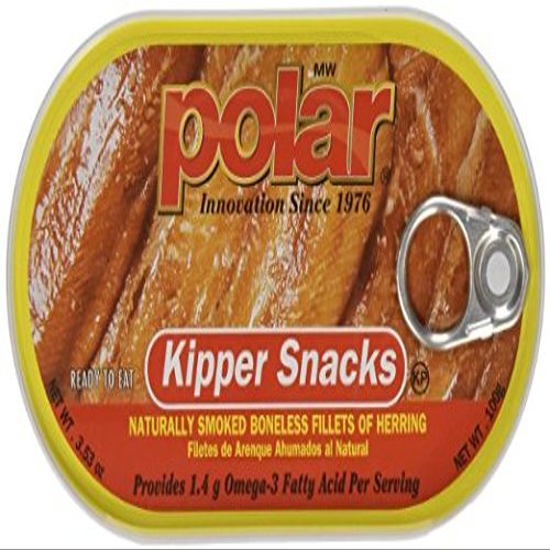 1 Can of Polar Kipper Snacks Smoked & Boneless Herring Fillets, 3.53 oz can