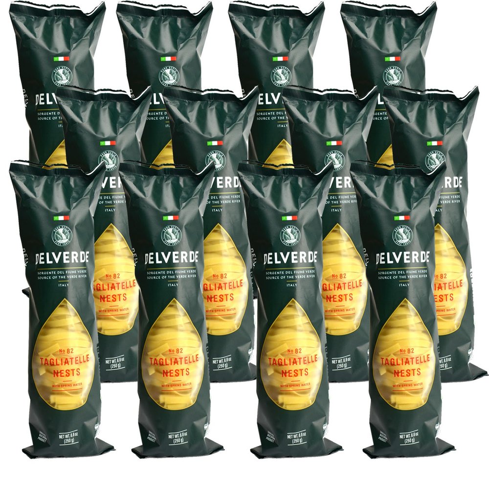 Delverde Artisan Made Tagliatelle Nests with Spring Water Certified Kosher 8.8oz 12 pack