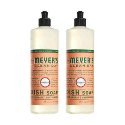 Mrs. Meyer's Clean Day Dish Soap, Geranium, 16 ounce bottle (Pack of 2)