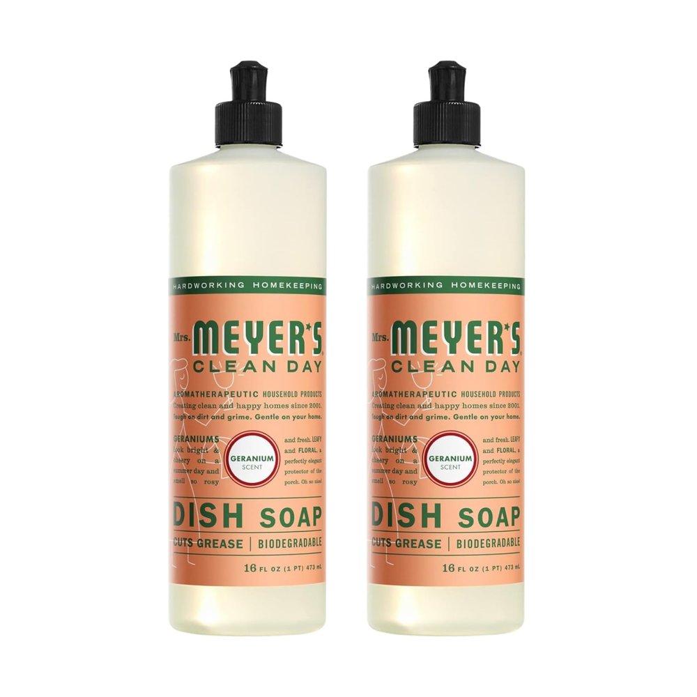 Mrs. Meyer's Clean Day Dish Soap, Geranium, 16 ounce bottle (Pack of 2)