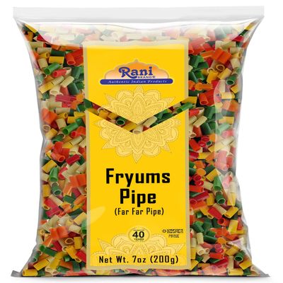 Rani Far Far/Fryums (Wheat & Tapioca Pellet) Round/Pipe Shape 7oz (200g) ~ Vegan, Kosher, Uncooked, Used to Make Papad, Bhungra/Chip Snack