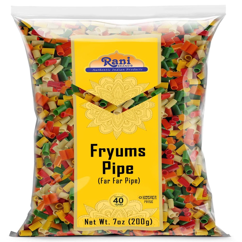 Rani Far Far/Fryums (Wheat & Tapioca Pellet) Round/Pipe Shape 7oz (200g) ~ Vegan, Kosher, Uncooked, Used to Make Papad, Bhungra/Chip Snack