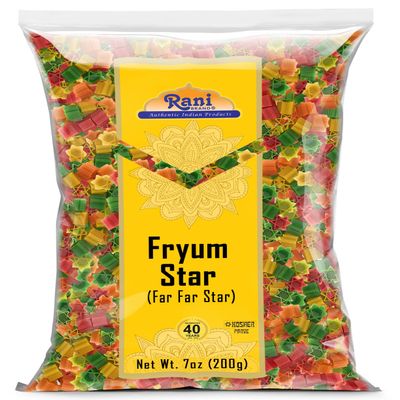 Rani Far Far/Fryums (Wheat & Tapioca Pellet) Star Shape 7oz (200g) ~ Vegan, Kosher, Uncooked, Used to Make Papad, Bhungra/Chip Snack