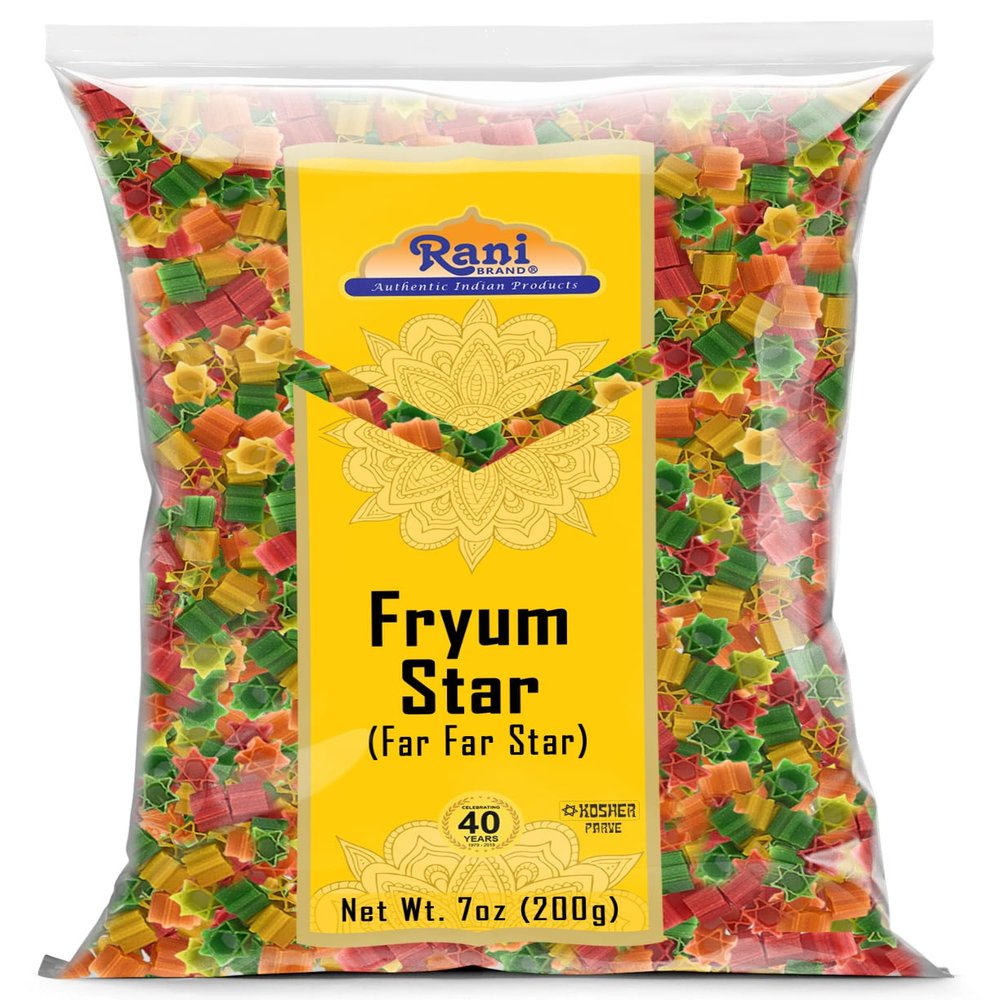 Rani Far Far/Fryums (Wheat & Tapioca Pellet) Star Shape 7oz (200g) ~ Vegan, Kosher, Uncooked, Used to Make Papad, Bhungra/Chip Snack