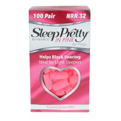 HEAROS Sleep Pretty in Pink, 100 Pair, NRR 32, PU Foam, Petite Sized, Pink (5199)