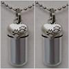 Set of TWO Silver Paws on Heart CREMATION URN Keepsakes with LASER ENGRAVED PAW - Includes 24" Ball-Chains, Velvet Pouches and Fill Kit view 1