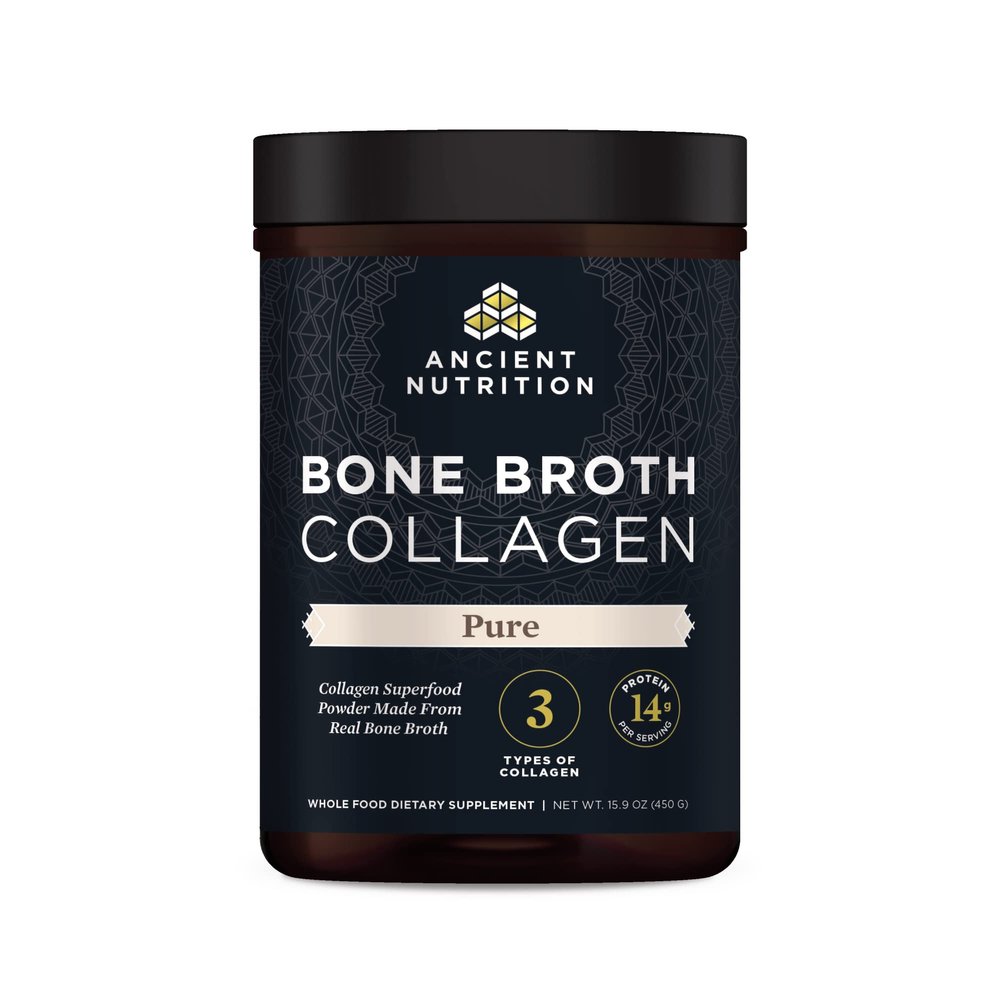 Ancient Nutrition Collagen Powder, Bone Broth Collagen, Pure, Hydrolyzed Multi Collagen Peptides, Supports Skin and Nails, Joint Supplement, 30 Servings, 15.9oz