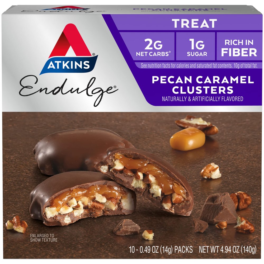 Atkins Endulge Treat, Pecan Caramel Clusters, Keto Friendly, 10 Count
