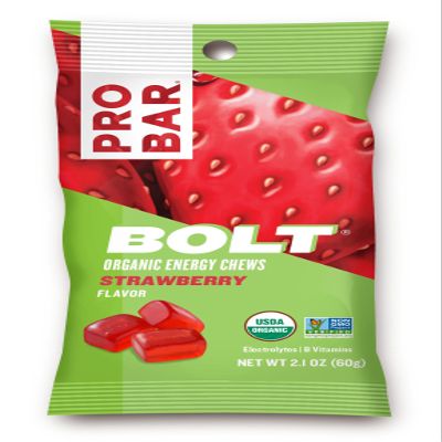 PROBAR Bolt Organic Energy Chews, Strawberry, 2.1 oz (Pack of 12)