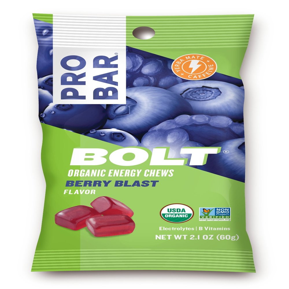 PROBAR Bolt Organic Energy Chews, Berry Blast, 2.1 oz (Pack of 12)